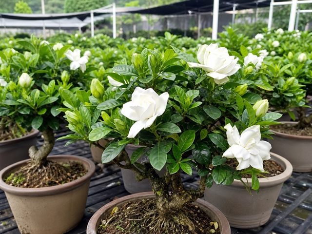 带花苞栀子花批发现场花况